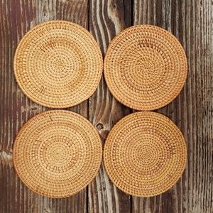 [4] Round Wicker Rattan Trivets OR Home Decoration - 7"